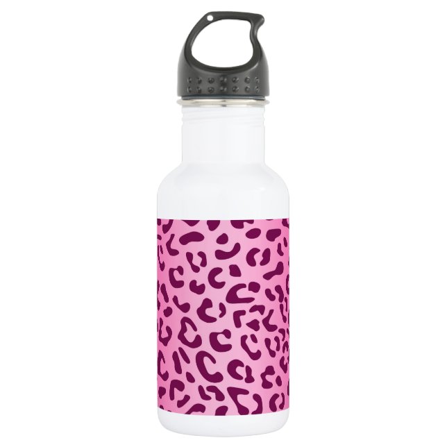 Stylish Pink Leopard Print 532 Ml Water Bottle (Front)