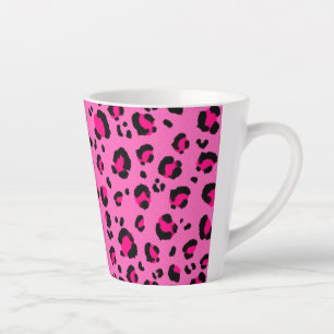 Stylish Pink Leopard Print Personalized Latte Mug