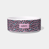 Stylish Pink Leopard Print | Personalized Pet Bowl