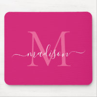 Stylish Pink Magenta White Monogram Script Modern