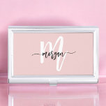 Stylish Pink Modern Script Girly Monogram Name Business Card Holder<br><div class="desc">Elevate your professional image with the Stylish Pink Modern Script Girly Monogram Name Business Card Case. This chic case features a soft blush pink design with a contemporary script monogram, offering a personalized touch to your business essentials. Crafted from high-quality materials, it provides a durable and elegant way to store...</div>