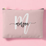 Stylish Pink Monogram Name Girl's Script  Accessory Pouch<br><div class="desc">Enhance your style with the Stylish Pink Monogram Name Girl's Script Accessory Pouch. This elegant blush pink pouch features a personalized script monogram, offering a blend of sophistication and practicality. Ideal for organizing cosmetics, small gadgets, or stationery, it’s crafted from high-quality, durable material. The secure zipper ensures your belongings are...</div>