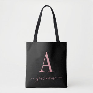 Stylish Pink Monogram Simple, Modern Minimalist  Tote Bag