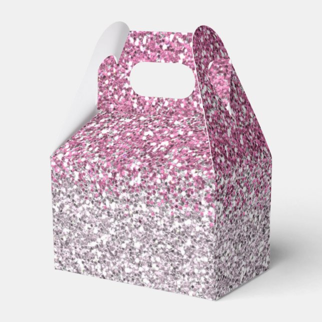 Stylish Pink Ombre Glitter Sparkle Favor Box (Front Side)