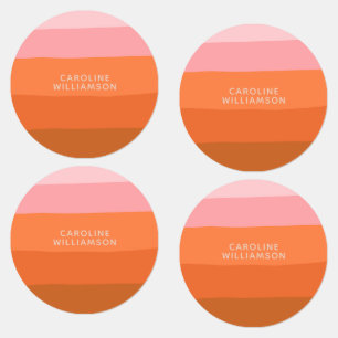 Stylish Pink Orange Abstract Stripes Personalized
