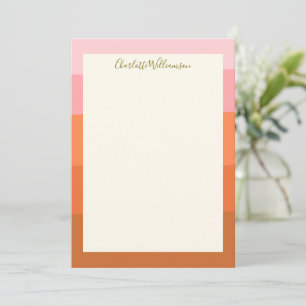Stylish Pink Orange Abstract Stripes Script Name  Card