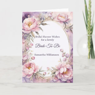 Stylish Pink Peony Watercolor Bridal Shower Card