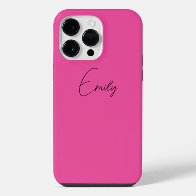 Stylish Pink Personalized iPhone Case Script Name (Back)