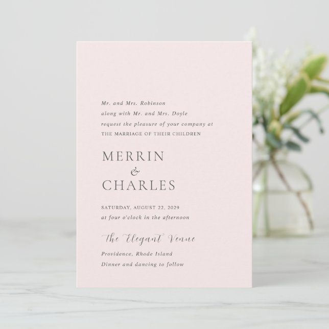Stylish Pink Photo Modern Wedding Invitation (Standing Front)
