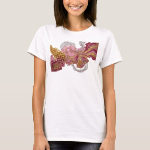 Stylish Pink PINK AND GOLD GLITTERY LIQUID ART T-Shirt