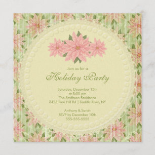 Stylish Pink Poinsettia Holiday Party Invitation