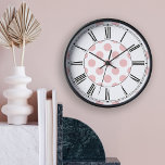 Stylish Pink Polka Dots Girly Square Clock<br><div class="desc">A girly pink polka dot pattern with roman numerals on the clock face adds feminine flair to your decor.</div>