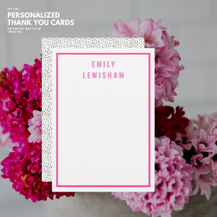 Stylish Pink Purple Custom Note Card with Spots