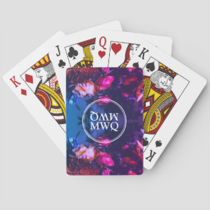 Stylish Pink Purple Floral Personalized Monogram Playing Cards