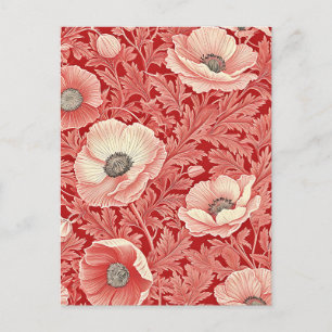 Stylish Pink Red Poppies Floral Art Holiday Postcard