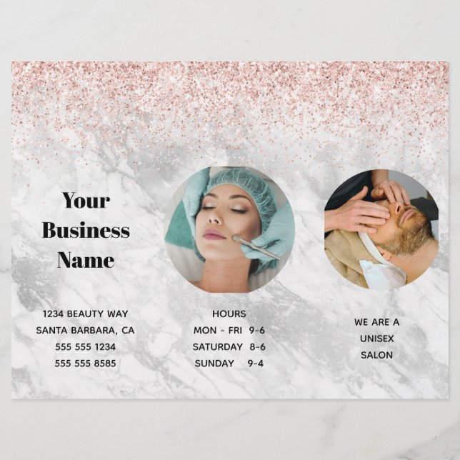 Stylish Pink Salon Spa Price List   Flyer (Back)