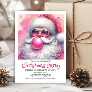 Stylish Pink Santa Bubble Gum Funny Christmas  Invitation