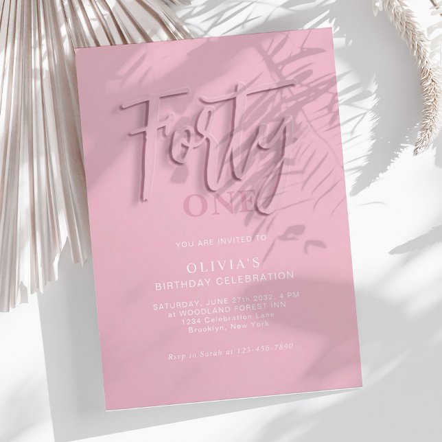 Stylish Pink Script Forty 40th Adult Birthday Invitation (Creator Uploaded)