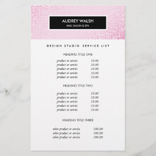 Stylish Pink Sequin  Salon Pricing & Services Flyer