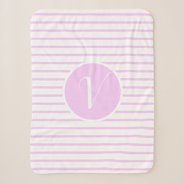 Stylish Pink Stripes V Monogram Throw Blanket (Front)