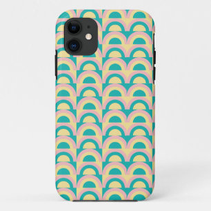 Stylish pink teal and yellow abstract pattern iPhone 11 case