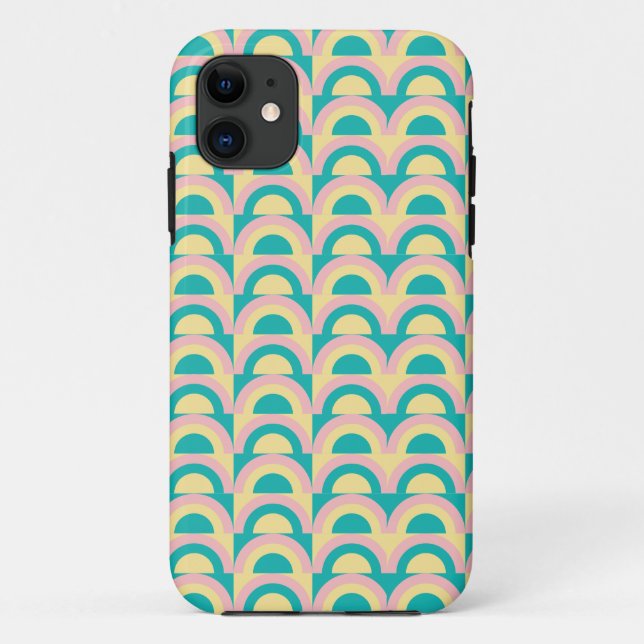 Stylish pink teal and yellow abstract pattern Case-Mate iPhone case (Back)