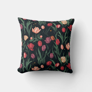 STYLISH PINK TULIP PATTERN THROW PILLOW