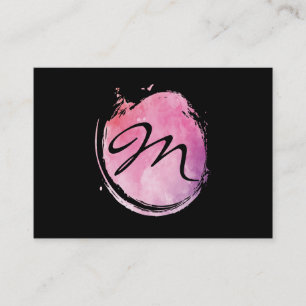 Stylish Pink Water Colour Monogram Fancy Text Business Card