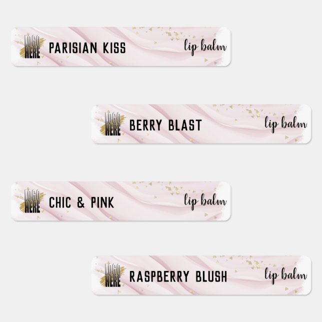 Stylish Pink Watercolor Lip Balm With Logo  (Group)