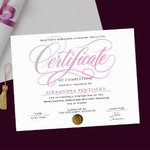 Stylish Pink White Beauty Salon Course Certificate Poster