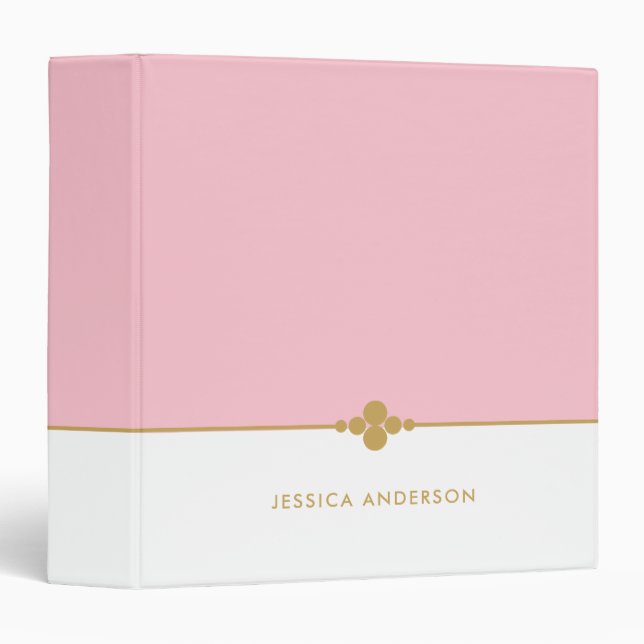 Stylish Pink White Gold Name Binder (Front/Spine)