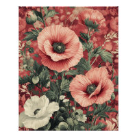 Stylish Pink White Poppies Floral Art