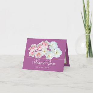 Stylish Pink White Rose & Clematis Chic Thank You Card
