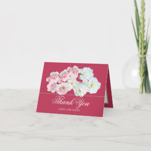 Stylish Pink White Rose & Clematis Chic Thank You Card