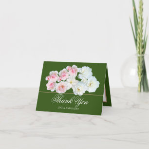 Stylish Pink White Rose & Clematis Chic Thank You Card