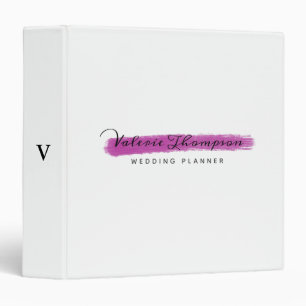 Stylish Pink White Stroke Signature Monogram Binder