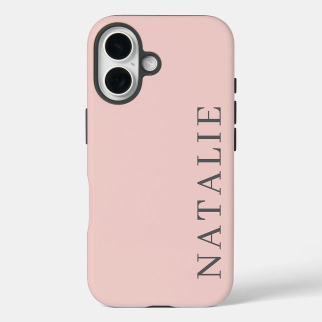 Stylish Pink with Personalized Grey Name  Case-Mate iPhone Case (Back)