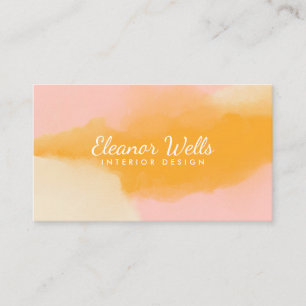 Stylish Pink Yellow Abstract Watercolor Custom Business Card