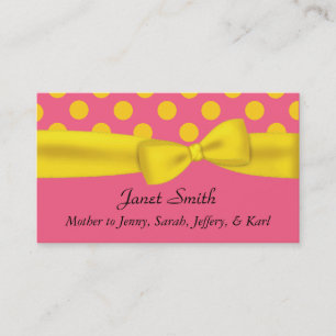 Stylish Pink & Yellow Polka Dot Mommy Card