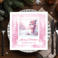 Stylish Pinkmas Kids Christmas Scene Winter Forest