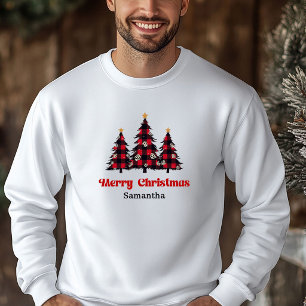 Stylish Plaid Tree Christmas Sweatshirt Winter  