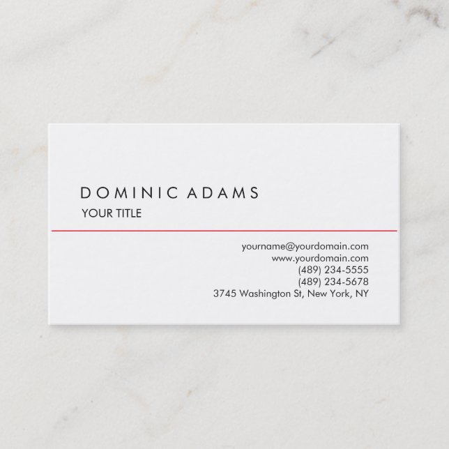 Stylish Plain Black White Professional Unique Business Card (Front)