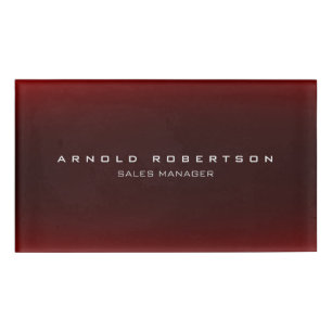 Stylish Plain Brown Red Professional Modern Name Tag