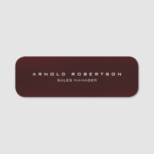 Stylish Plain Brown Red Professional Modern Name Tag