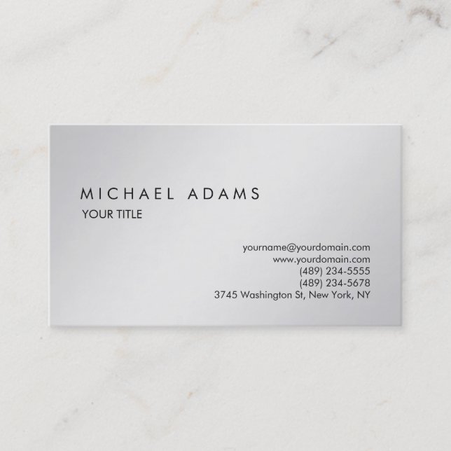 Stylish Plain Grey Simple Professional Modern Business Card (Front)