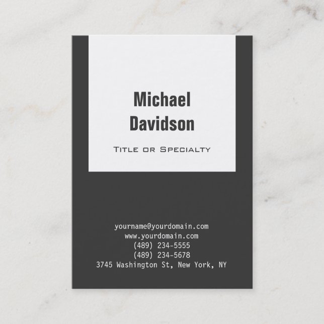 Stylish Plain Grey White Stripe Business Card (Front)