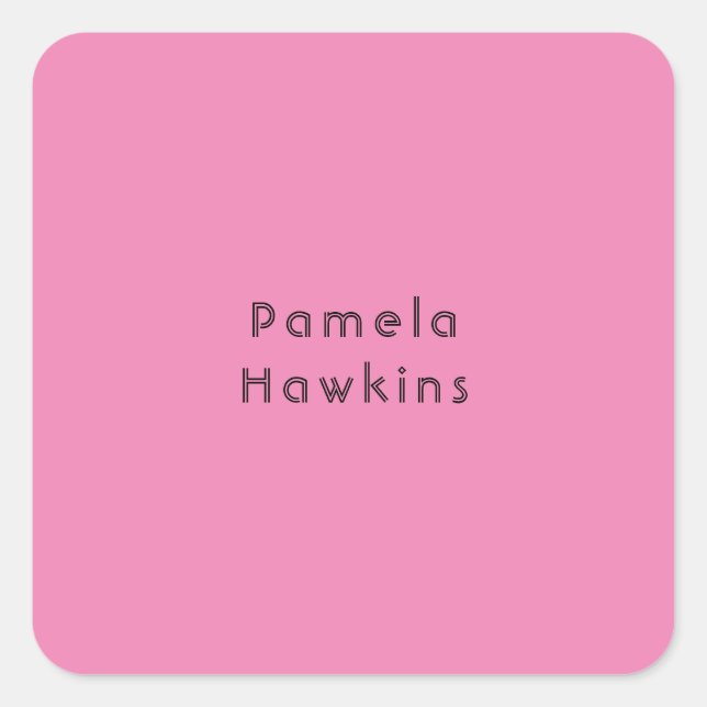 Stylish plain pink feminine retro vintage square sticker (Front)