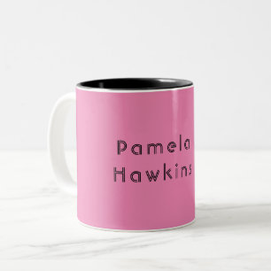 Stylish plain pink feminine retro vintage Two-Tone coffee mug