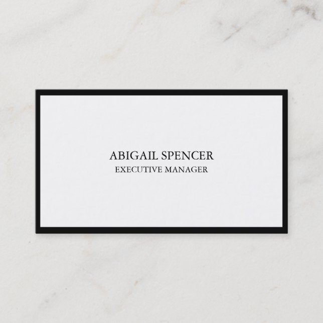 Stylish Plain Simple Black White Professional Business Card (Front)