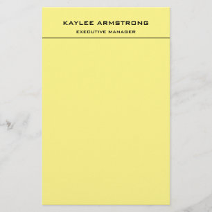 Stylish Plain Simple Professional Light Yellow Stationery